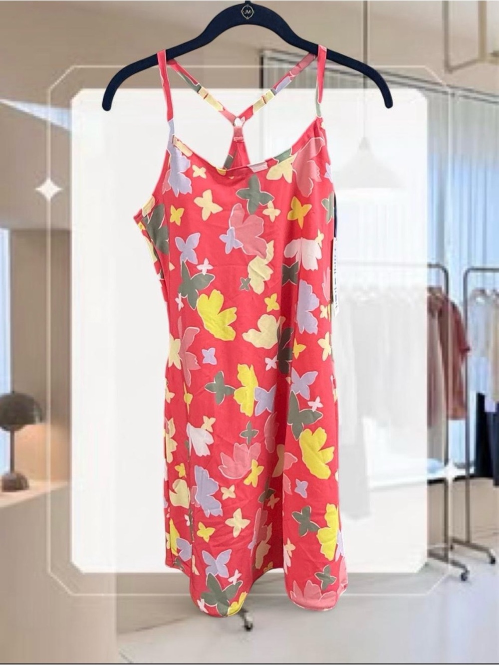 Outdoor Voices Coral Floral Butterfly Slip Dress